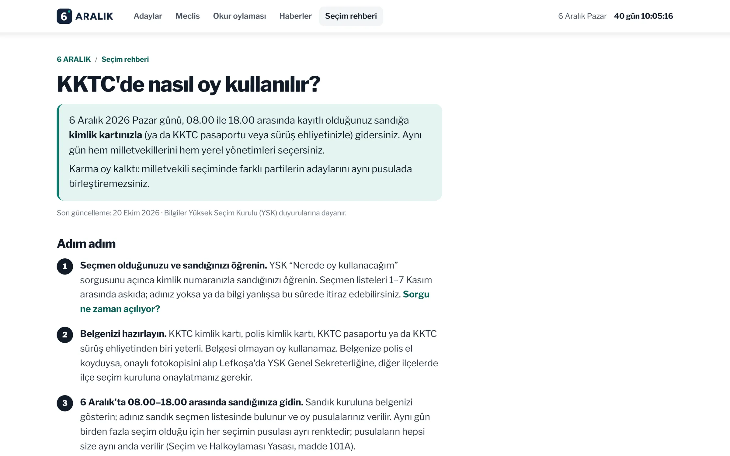 “KKTC'de nasıl oy kullanılır?” rehberi: özet kutusu ve adım adım anlatım.